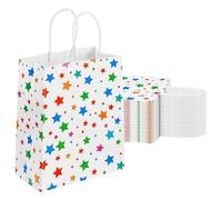 Lot de 25 sacs en papier avec anse - Couleur : sacs cadeaux - 21 x 15 x 8 cm - Anses - Aquarelle et points colorés pour remerciement, anniversaires, Noël, fête des enfants, pour emballage cadeau