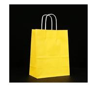 Lot de 25 sacs en papier coloré à main, sacs cadeaux de fête, sacs à provisions pour bijoux, cadeaux de Noël, de Saint-Valentin, de mariage (jaune, 25 pièces_21 x 11 x 27 cm)