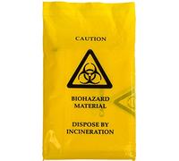Lot de 25 sacs jaunes à danger biologique - 35 cm x 20 cm - Auto-scellant pour éliminer les maladies cliniques et les vomis