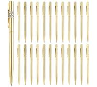 Lot de 25 stylos à bille en métal, finition dorée élégante, set d'écriture avec clips, idéal pour mariages et fêtes, style raffiné pour le bureau, les cadeaux et l'usage quotidien