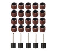 Lot de 25 tambours de ponçage pour outils rotatifs avec 5 tiges d'extension, têtes abrasives de 1,27 cm 40-320# pour polissage du bois et du métal, compatible avec (grain 80)