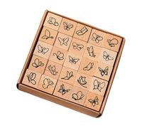 Lot de 25 tampons décoratifs sur le thème de la météo en bois vintage avec fleur et papillon pour la fabrication de cartes, le scrapbooking, le journal intime