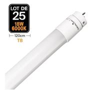 Lot de 25 Tubes Neon LED 18W 120cm T8 Blanc Froid 6000K Gamme Pro