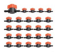 Lot de 25 valves d'irrigation goutte à goutte, interrupteur d'arrêt pour tube de 1,2 cm, contrôle du débit d'eau de pelouse de jardin avec connexion étanche