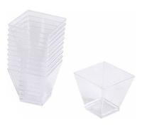 Homéa, Set de 25 Verrines en Plastique Réutilisable Carre 60Ml Or