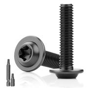 Lot de 25 vis à tête bombée - Noir - M5 x 25 mm - Vis à tête plate avec bride - En acier inoxydable 304 - Avec rondelle A2 V2A - Filetage complet - Avec 2 clés Torx T25 - Pour échafaudage en bois