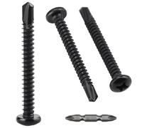 Lot de 25 vis à tôle à tête cylindrique Phillips en acier inoxydable 410 pour métal, revêtement noir, taraudeuses rapides avec embout de tournevis cruciforme PH3