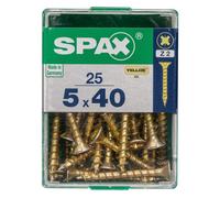 Lot de 25 vis acier t?te fraisée pozidriv SPAX, Diam.5 mm x L.40 mm
