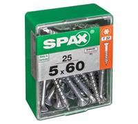 Lot de 25 vis acier tęte autofraisée plate SPAX, Diam.5 mm x L.60 mm