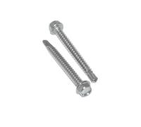 Lot de 25 vis autoperceuses, 4,8 x 50 mm, à tête hexagonale avec bride, forme K, en acier inoxydable A2/V2A, auto-taraudeuses DIN 7504 / ISO 15480, inoxydables