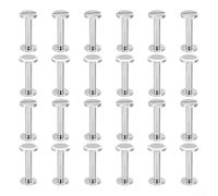 Lot de 25 vis Chicago de 18 mm en laiton massif à tête fendue pour ceinture en cuir, scrapbooking, album, projets de bricolage, finition argentée