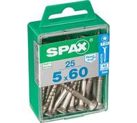 Lot de 25 vis inox tête fraisée torx, Diam.5 mm x L.60 mm