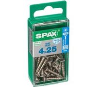 Vis SPAX en acier inoxydable, 4 x 25 mm, 25 pièces, filetage total, tête fraisée, T-STAR plus T20, 4CUT, acier inoxydable A2 - 4197000400251