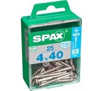 Spax Vis acier inoxydable, 4 x 40 mm, 25 unités, Filetage partiel, Tête fraisée, T-STAR plus T20, 4CUT, Acier inoxydable inoxydable A2 - 4197000400402