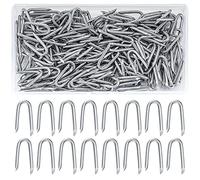 Lot de 250 agrafes de clôture en fil d'acier galvanisé, clous d'agrafes robustes en forme de U pour clôtures en treillis métallique tissé