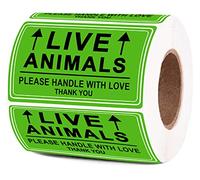 Lot de 250 autocollants fluorescents « Live Animals Please Handle with Love » - 5,1 x 7,6 cm - Étiquettes d'expédition fragiles fluorescentes pour cage d'animaux de compagnie
