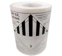 Lot de 250 autocollants perforés pour expédition de glace sèche Classe 9 Blanc 10,2 x 10,2 cm