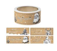 Lot de 250 autocollants ronds « Merry Christmas » - 4 motifs - Autocollants ronds pour vœux de vacances, scellage, cadeaux, décorations de cadeaux