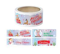 Lot de 250 autocollants ronds « Merry Christmas » - 4 motifs - Autocollants ronds pour vœux de vacances, scellage, cadeaux, décorations de cadeaux