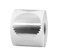 Lot de 250 autocollants vierges pour certificat, enveloppes, colis - 5,1 cm - Argenté brillant - Avec bord dentelé