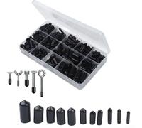 Lot de 250 cache-boulons de protection isolants en plastique fileté 2 à 10 mm Noir Assortiment pour vis écrous