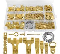 Lot de 250 crochets robustes pour accrocher des photos avec fil à photo, clous, dents de scie, anneau en D, œillets à vis