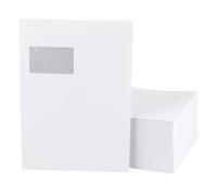 Lot de 250 enveloppes - Format C4 avec fenêtre - Blanc - Fermeture adhésive - Enveloppes en papier pour factures, lettres, invitations, cartes de vœux