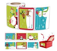 Lot de 250 étiquettes adhésives avec nom de Noël, dessins animés, rouleaux d'autocollants festifs, souvenirs de vacances