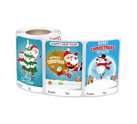 Lot de 250 étiquettes autocollantes de Noël - Motif élan du Père Noël - Pour l'hiver et le Nouvel An