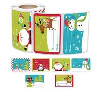 Lot de 250 étiquettes autocollantes de Noël - Motif élan du Père Noël - Pour l'hiver et le Nouvel An