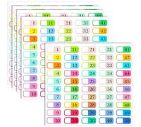 Lot de 250 étiquettes autocollantes multicolores de 1 à 50 intercalaires pour cahier, manuel, dictionnaire et classement des enseignants - Fournitures pour enseignants