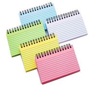 Lot de 250 fiches d'index, 5 blocs-notes lignés avec couvertures de protection et spirales, cartes flash colorées pour apprendre au bureau, liste de choses à faire.