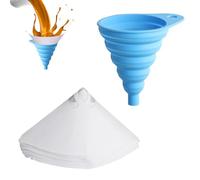 Lot de 250 filtres à peinture en papier avec large ouverture flexible, 100 microns en maille de nylon + 1 entonnoir pliable en silicone, pour pistolet pulvérisateur, peinture, artisanat, résine