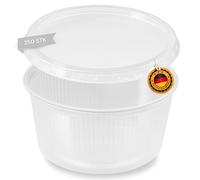 Lot de 250 gobelets ronds pour aliments fins, 250 ml, diamètre : 101 mm x 51 mm, en plastique, pour emballage, collation, saladier en polypropylène (PP), adaptés à un usage alimentaire, empilables