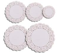 Lot de 250 napperons en papier - Plusieurs tailles - Blanc - Rond - Pour tables, assiettes, gâteaux, desserts, travaux manuels (11,4 cm, 14,9 cm, 16,5 cm, 19,1 cm, 21,6 cm)