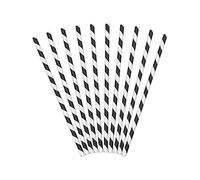 Lot de 250 pailles en papier, 19 cm, jetables, pour cocktail, boissons, accessoires de fête, en papier, noires, 19,5 cm