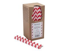 Lot de 250 pailles en papier à rayures rouges et blanches 20,3 cm 6 mm