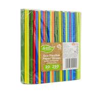 Lot de 250 pailles en papier flexibles multicolores