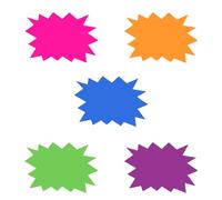 Lot de 250 panneaux de prix fluorescents en forme d'étoile - 5 couleurs