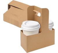 Lot de 250 porte-gobelets pour 2 tasses avec poignée, en carton kraft avec poignée pour emporter des boissons chaudes et froides, café et restaurant