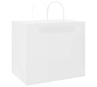 Lot de 250 sacs cadeaux en papier kraft indéchirable avec poignées - 32 x 22 x 28 cm - Blanc