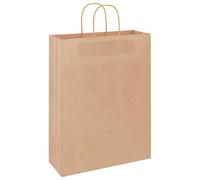 Lot de 250 sacs en papier kraft robustes avec poignées en corde - 32 x 12 x 42 cm - Marron