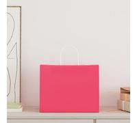 Lot de 250 sacs en papier rose avec anses - 32 x 22 x 24 cm - Sacs cadeaux durables pour les achats à emporter et les fêtes