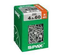 Spax Vis universelle, 4,5 x 60 mm, 250 unités, Filetage partiel, Tête fraisée, T-STAR plus T20, 4CUT, WIROX - 4191010450606