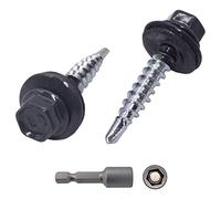 Lot de 250 vis autoperceuses pour toiture en métal, 4,8 x 25 mm, vis laquées avec disques de montage EPDM, vis hexagonale en tôle (250, gris anthracite RAL 7016)