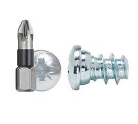 Lot de 250 vis Euro ASSY | CS acier nickelé | AW 20 | Tête ronde - Tête bombée - Panhead 9,0 mm | Longueur 12 mm | Filetage complet | Type B | Avec embout assorti