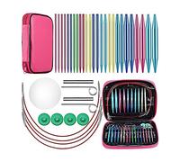 Lot de 26 aiguilles à tricoter circulaires interchangeables en aluminium, 13 tailles d'aiguilles à tricoter interchangeables pour le tricot