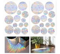 Lot de 26 autocollants ronds pour fenêtre - Motif prisme - Attrape-soleil - Autocollant de protection contre les oiseaux - Pour fenêtre arc-en-ciel - Adsorption électrostatique - Réutilisable