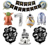 Lot de 26 ballons d'anniversaire Star Guerre - Décoration d'anniversaire - Ballons Yo-d Party - Décoration d'anniversaire d'enfant - Bannière Happy Birthday pour décoration de fête