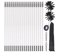 Lot de 26 barres de brosse de cheminée, avec 20 tiges flexibles de 400 mm + 2 têtes de brosse de 150 mm + 1 sac de rangement + accessoires, kit de brosses de nettoyage pour cheminée, tuyau d'égout